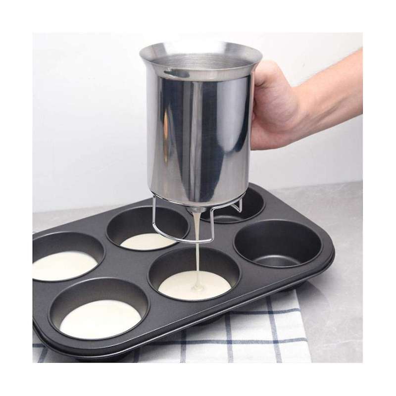 Flour Dispenser,flour Batter Dispenser Stainless Steel Baking Tool Batter Mixer Batter Funnel for Ho