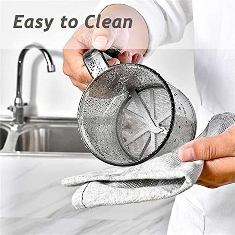 Flour Sifter for Baking, Flour Sifter, Fine Mesh with Hand Press Design, Portable Manual Sifter for