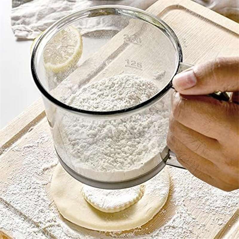 Flour Sifter for Baking, Flour Sifter, Fine Mesh with Hand Press Design, Portable Manual Sifter for
