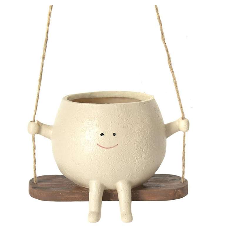 Flower Pot Wall Planter Swing Face Planter Pot Resin Smiling Face Planter Wall Hanging Head Planter