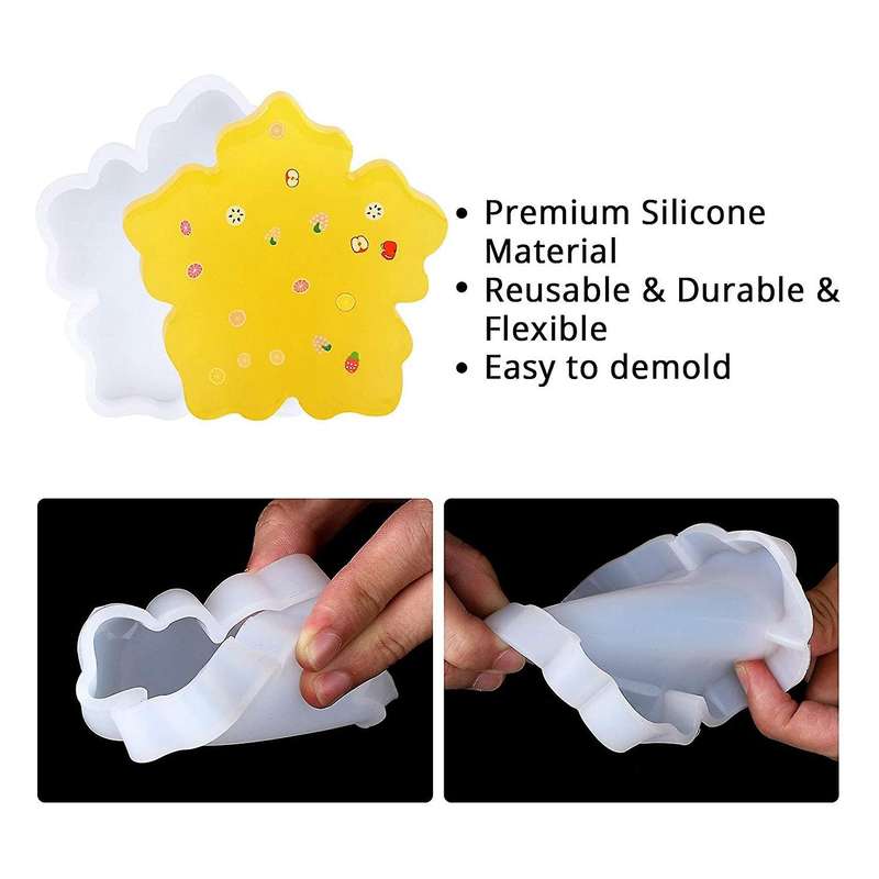 Flower Coaster Resin ,4PCS Silicone Epoxy Coaster Mold for Making Faux Slices,Candle Holder,DIY Home