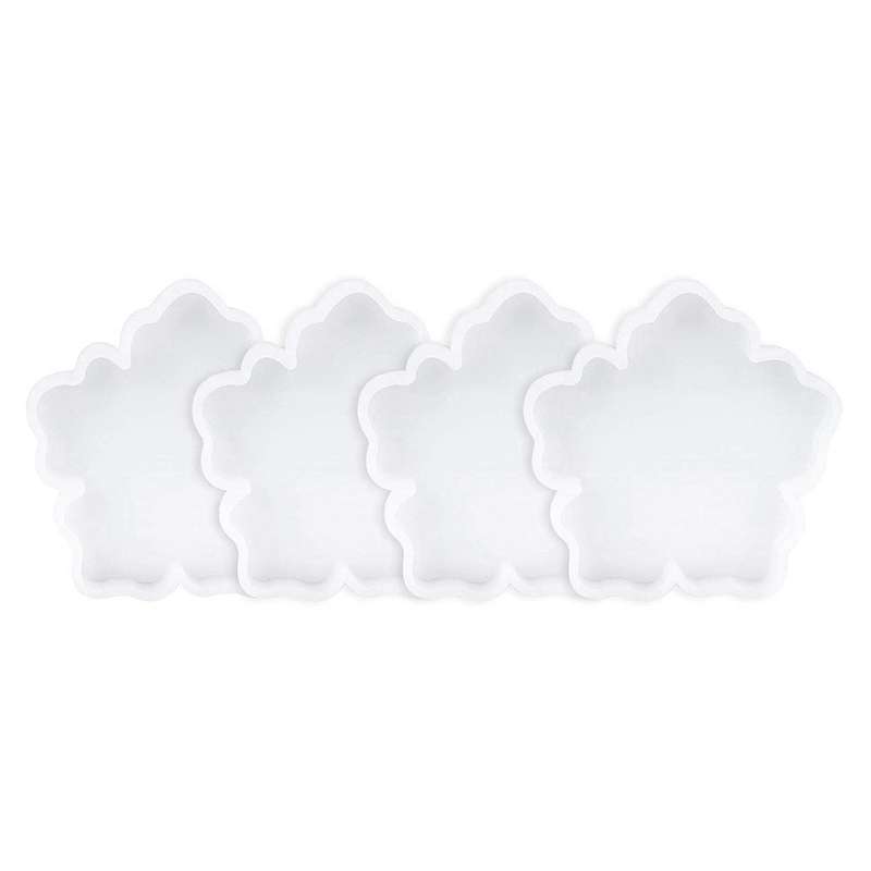Flower Coaster Resin ,4PCS Silicone Epoxy Coaster Mold for Making Faux Slices,Candle Holder,DIY Home