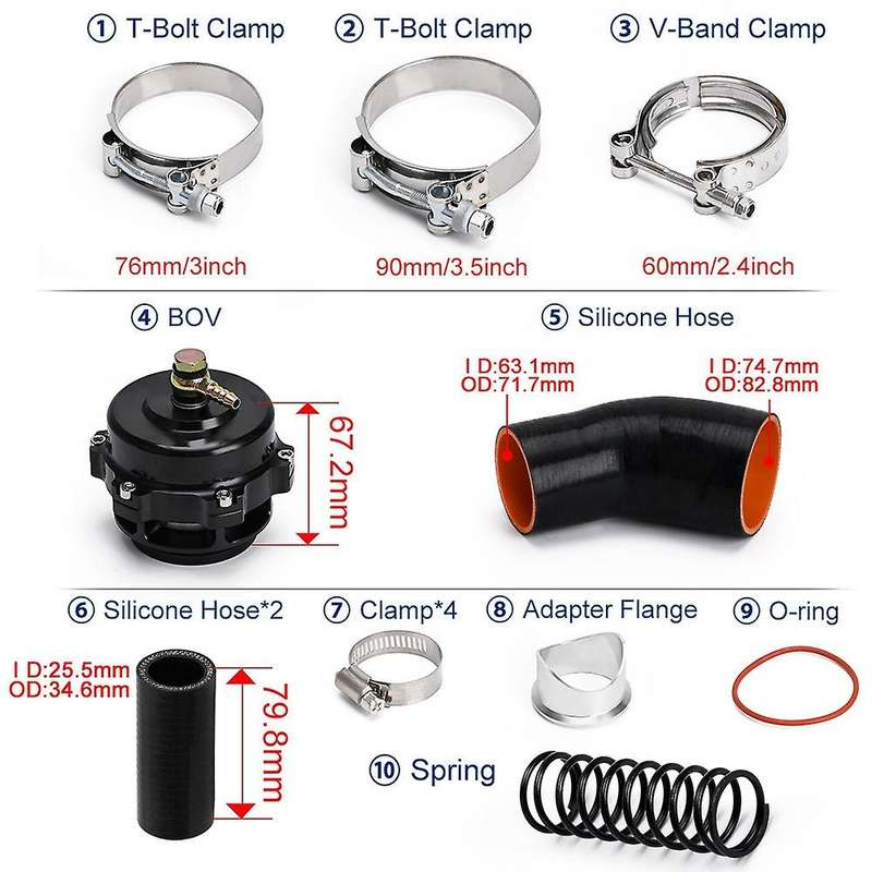 Flow Intake Turbo Chare Pipe Kit & Tial Flange & 50MM BOV for N54 E88 E90 E92 E93 135I 335I