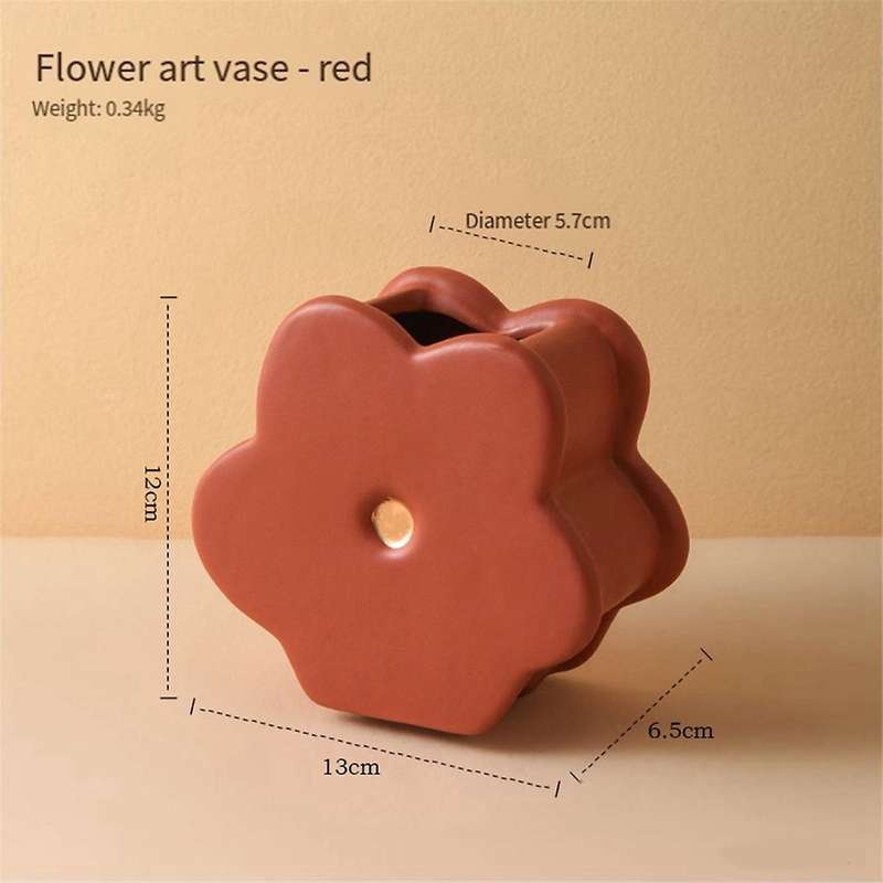 Flower-shaped Ceramic Vase for Living Room,kitchen,office, Geometric Decor, Yellow