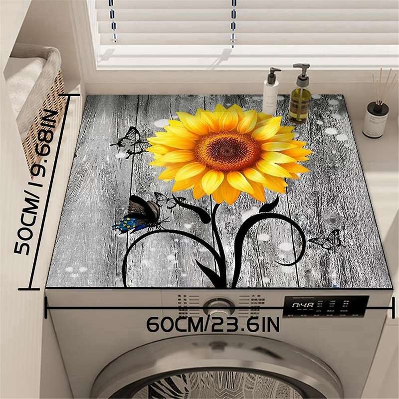 Flowers Washer Dryer Dust Cover Mat for Top Washing Machine Dust Cover Pad Fast Drying Absorbent Mat