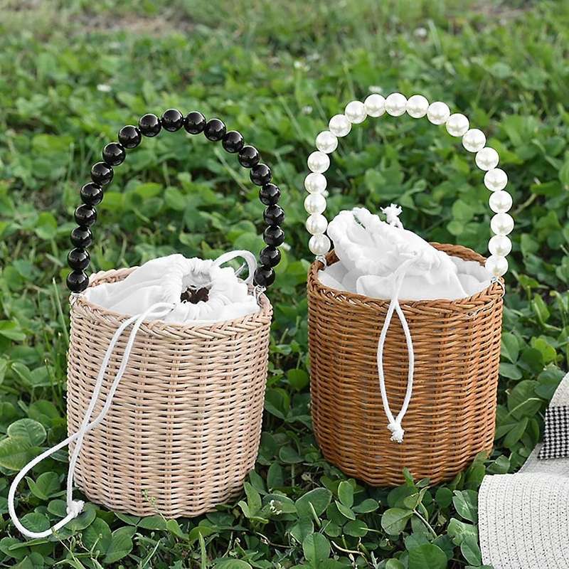 Flower Woven Pearl Handle for Vintage Rustic Wedding Ceremony Decorative, B