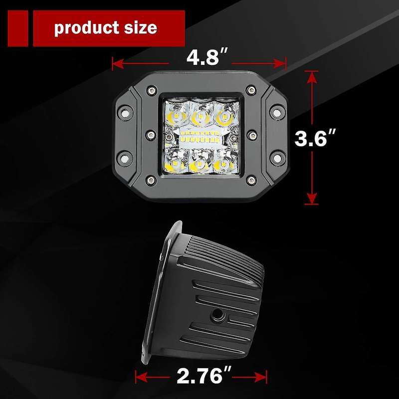 Flush Mount LED Pods 2PCS 5 inch LED Strip 42W Three Rows 27000LM Upgrade Chipset Floodlight Combina