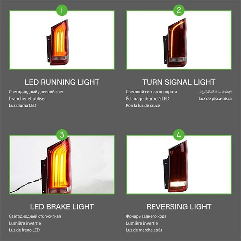 Flowing Left Rear LED Brake Taillight Assly A4478200064 for W447 Metris V-Class 2014-2020 Dynamic Tu