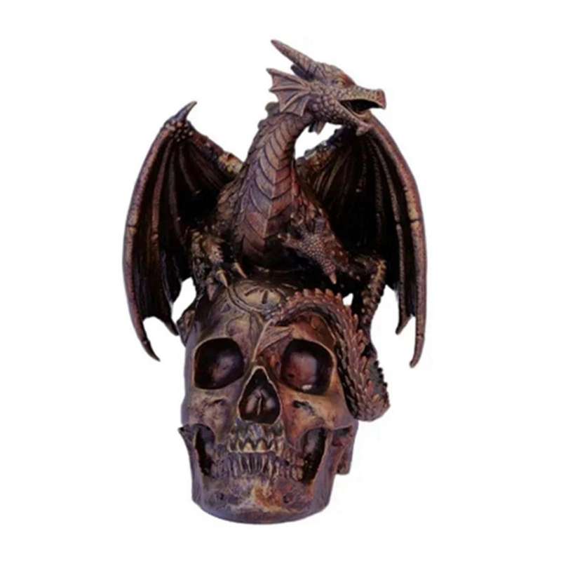 Flying Dragon Skull Statue Statues Figurine Halloween Ornaments Cool Apartment Bedside Table Decorat