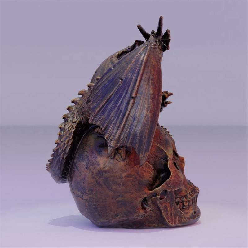 Flying Dragon Skull Statue Statues Figurine Halloween Ornaments Cool Apartment Bedside Table Decorat