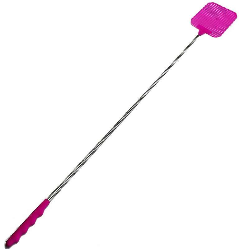 Flyswatter Fly Mosquito Swatter Telescopic Up to 73 Cm Pink