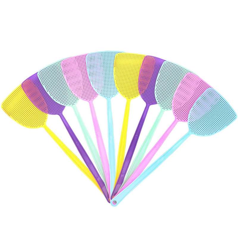 Fly Swatter 10 Pack Plastic Long Handle Fly Swat Manual Swat Pest Control for Flies and Mosquito Mu