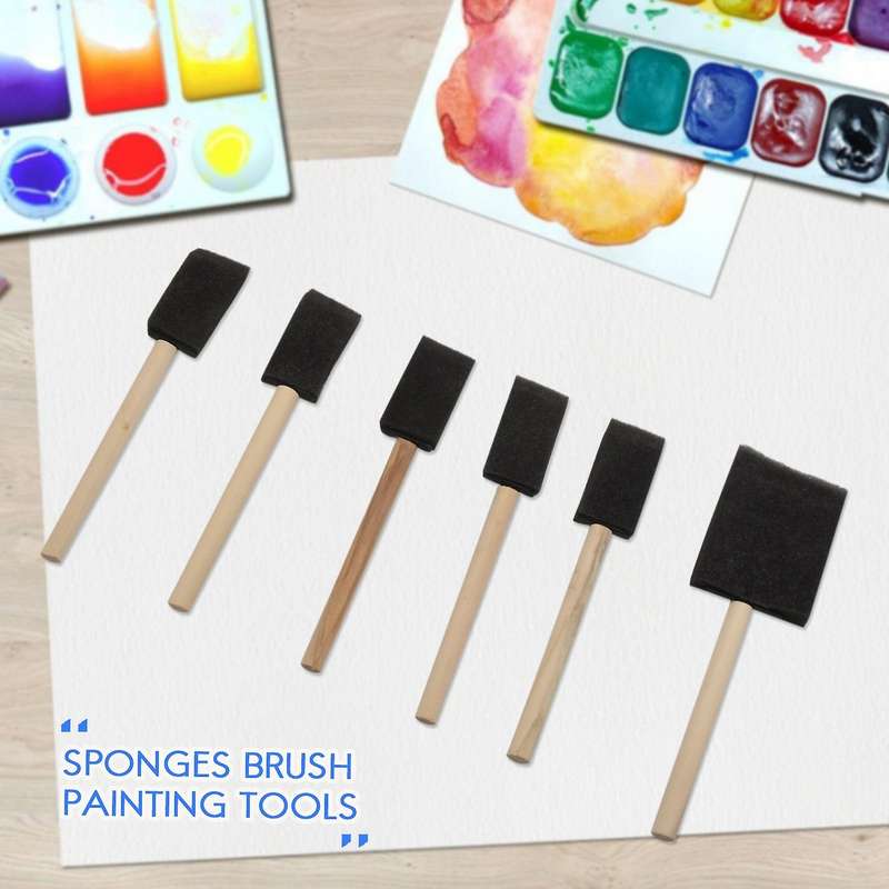 Foam Brush Sponge Tool with Hardwood Handles Pack Of 10