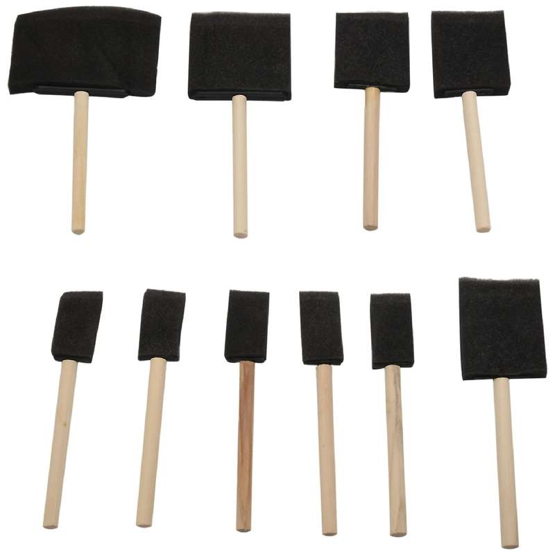 Foam Brush Sponge Tool with Hardwood Handles Pack Of 10