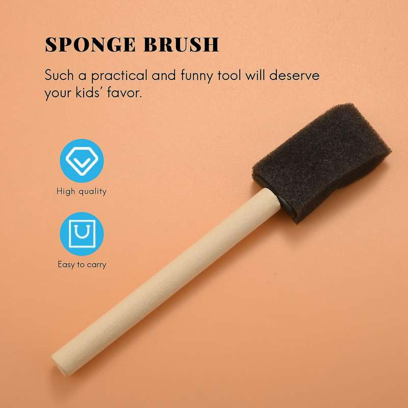 Foam Brush Sponge Tool with Hardwood Handles Pack Of 10