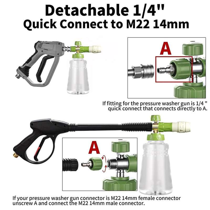 Foam Cannon with Double Tip Attachment,Adjustable Pressure Washer Foam,5 Power Washer Sprayer Nozzle