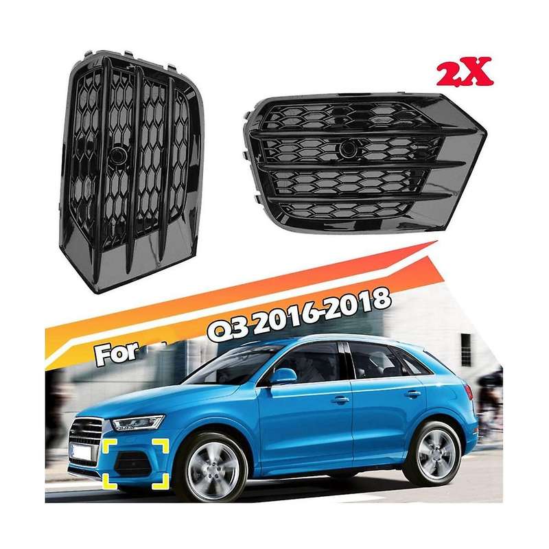 Fog Light Cover Fog Light Frame Honeycomb Grille Lower Grille Fog Light Grille Car for Q3 2016-2018