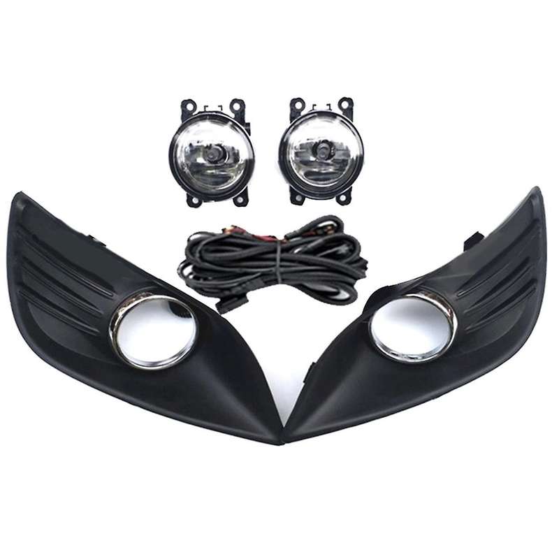 Fog Lights for Focus Mk2 2009-2011 Halogen Headlight Fog Lamp Cover Grille Chrome Bezel Harness Kit
