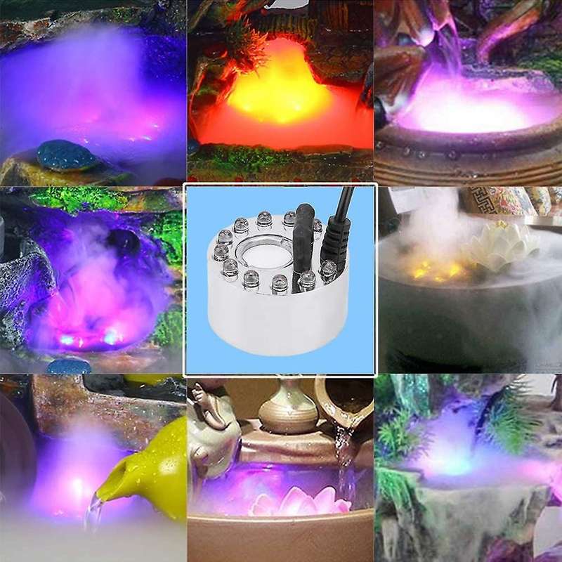 Fogger Generator,12 LED Lighting Pond Fog Maker Machine Mist Maker Fog Machine Humidifier Landscape