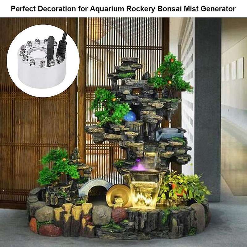 Fogger Generator,12 LED Lighting Pond Fog Maker Machine Mist Maker Fog Machine Humidifier Landscape