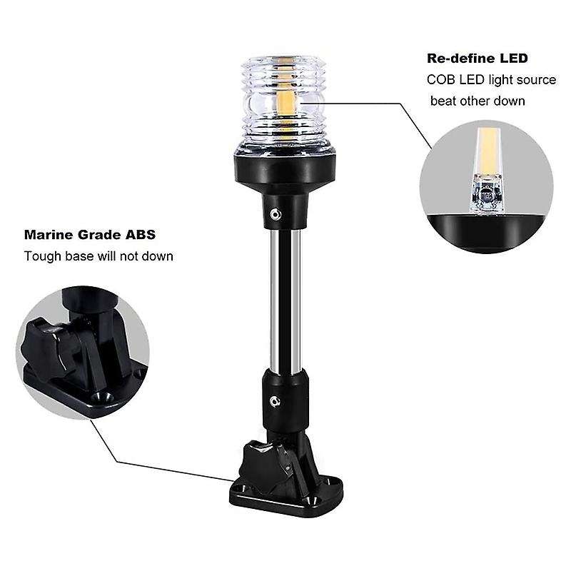 Fold Down LED Boat Stern Light Boat Anchor Light 12V Boat Signal Ligh for Yacht Boat Pontoon and Fis