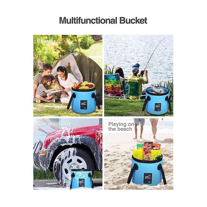 Foldable Bucket with Handle Portable Outdoor Basin Fishing Bucket Folding Bucket Camping Hiking 20l
