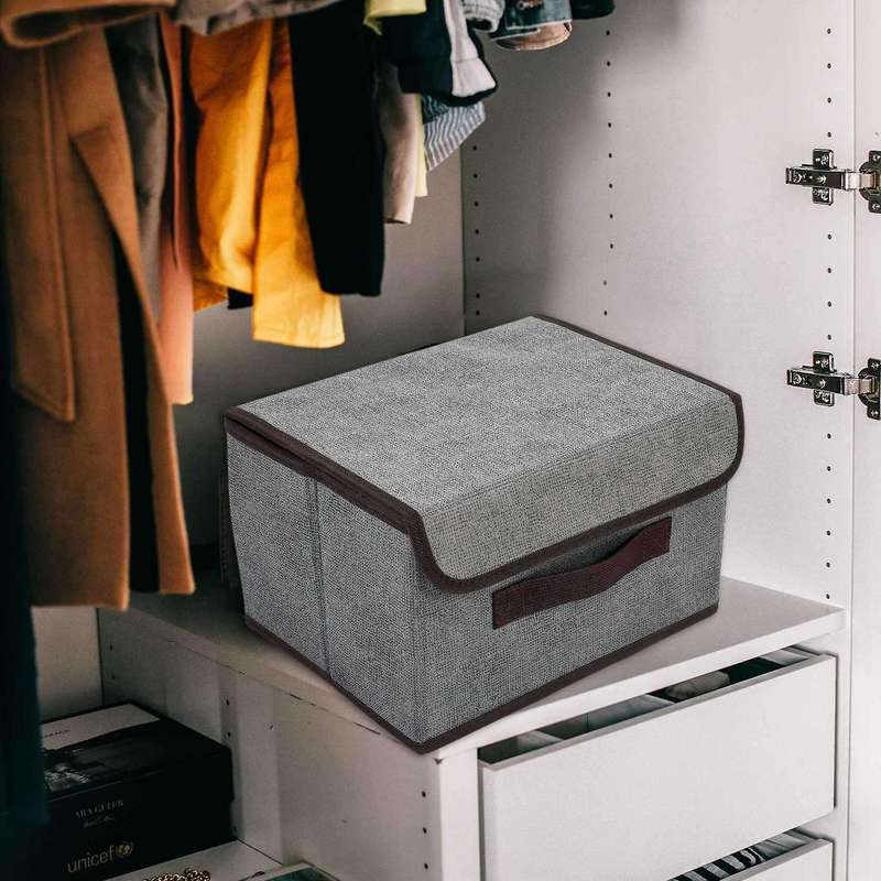 Foldable Boxes with Lid,fabric Collapsible Bin Basket with Handle,for Wardrobe/closet/shelves