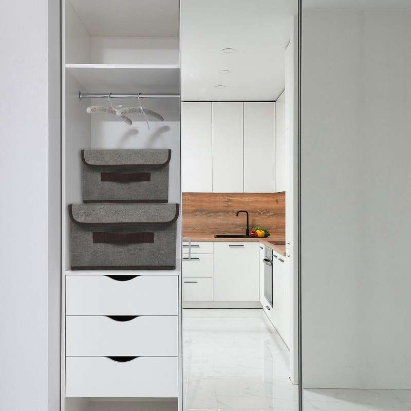 Foldable Boxes with Lid,fabric Collapsible Bin Basket with Handle,for Wardrobe/closet/shelves