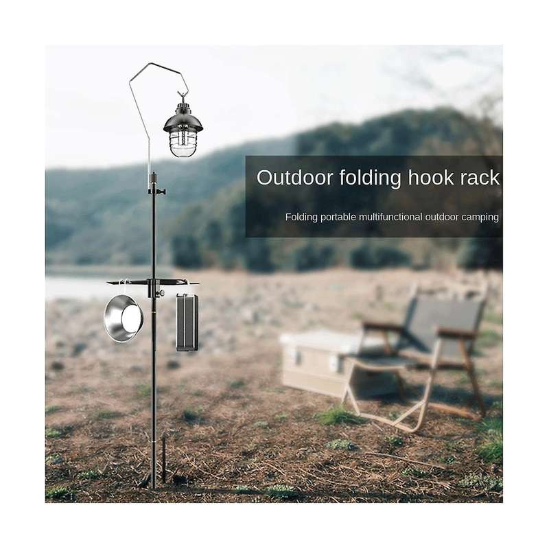 Foldable Camping Hanging Rack Holder Portable Lantern Lamp Water Bottle Pot Stand Pole Storage For