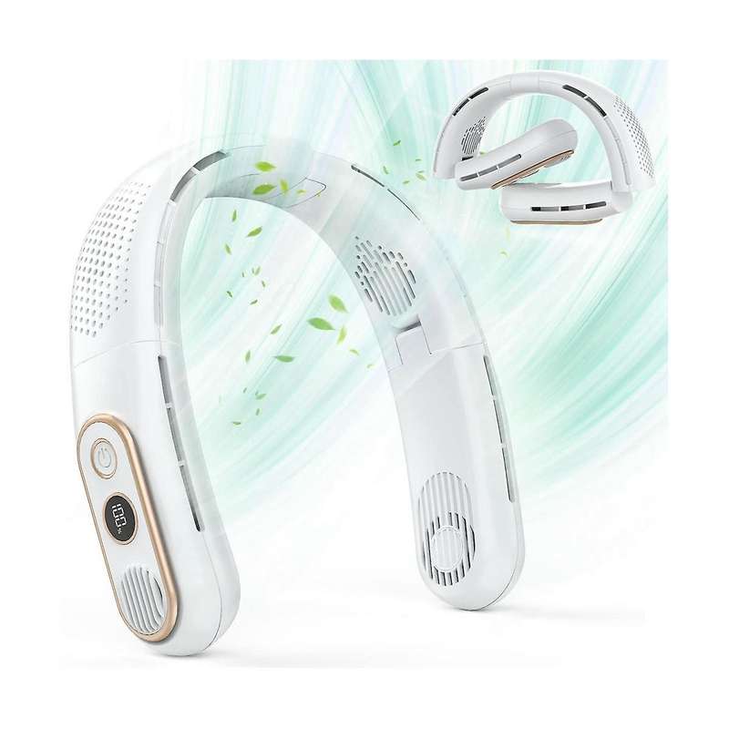 Foldable Neck Fan with Led Display,360 Cooling Usb Fan Rechargeable Wearable Hanging Necklace Fan