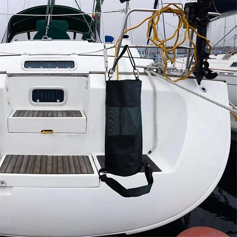 Foldable Outdoor Mesh Boat Trash Bags Drawstring Reusable Boat Trash Cans Ring Mesh Trash Bags