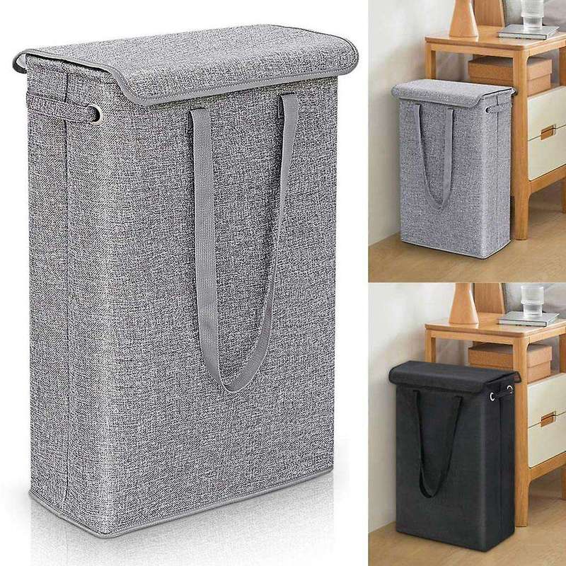Foldable Laundry Basket Basket with Lid Household Gray