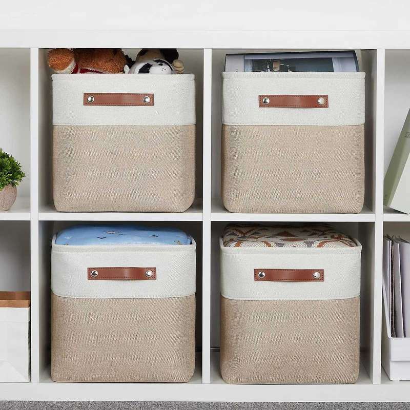 Foldable Storage Square Baskets for Organizing Set of 4 Fabric Square Storage Bins 13 X13 Collapsibl