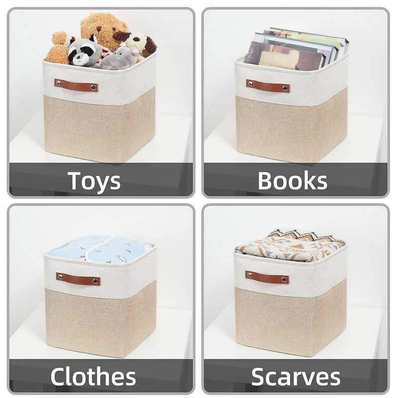 Foldable Storage Square Baskets for Organizing Set of 4 Fabric Square Storage Bins 13 X13 Collapsibl