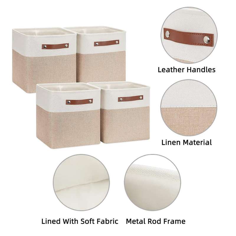 Foldable Storage Square Baskets for Organizing Set of 4 Fabric Square Storage Bins 13 X13 Collapsibl