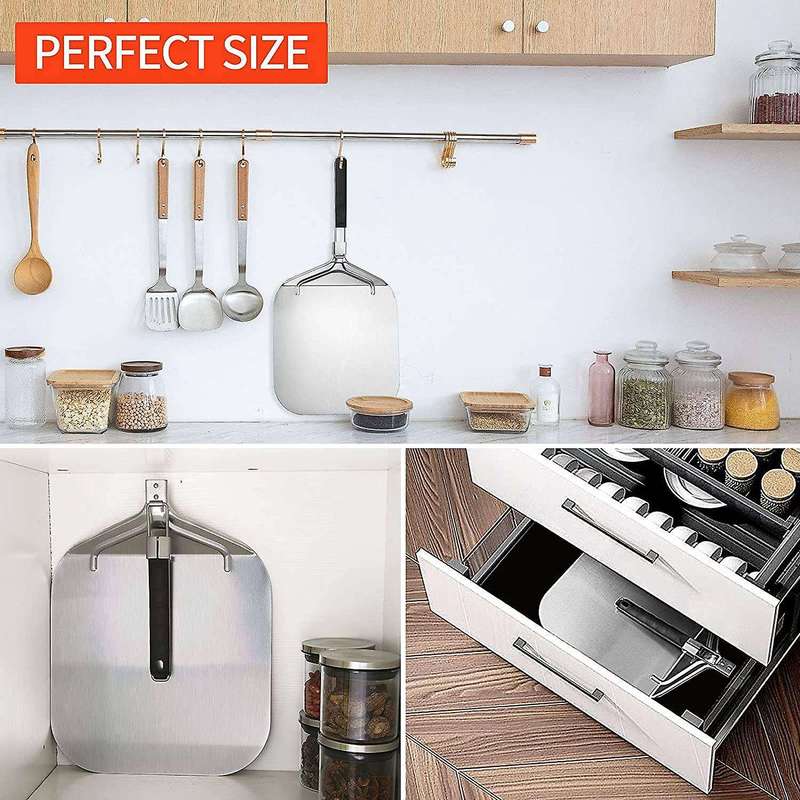 Folding Aluminum Pizza Peel for Pizza Stone,Professional Home Use Pizza Shovel for Baking Pizza and