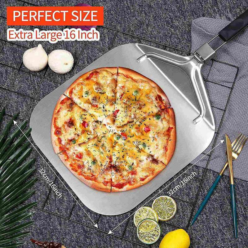 Folding Aluminum Pizza Peel for Pizza Stone,Professional Home Use Pizza Shovel for Baking Pizza and