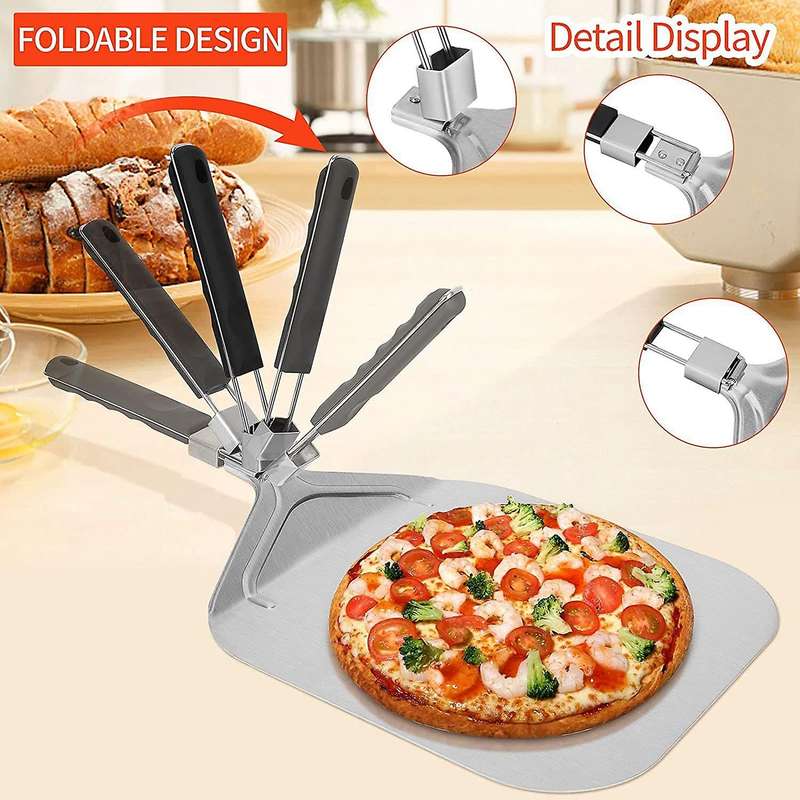 Folding Aluminum Pizza Peel for Pizza Stone,Professional Home Use Pizza Shovel for Baking Pizza and
