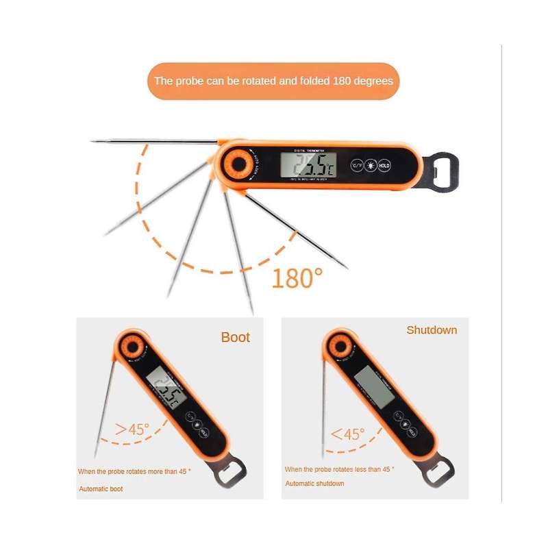 Folded Food Thermometer Digital Backlight Kitchen Cooking Barbecue Thermometer