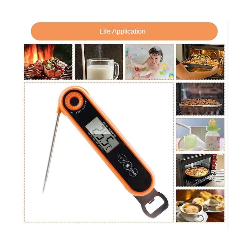 Folded Food Thermometer Digital Backlight Kitchen Cooking Barbecue Thermometer