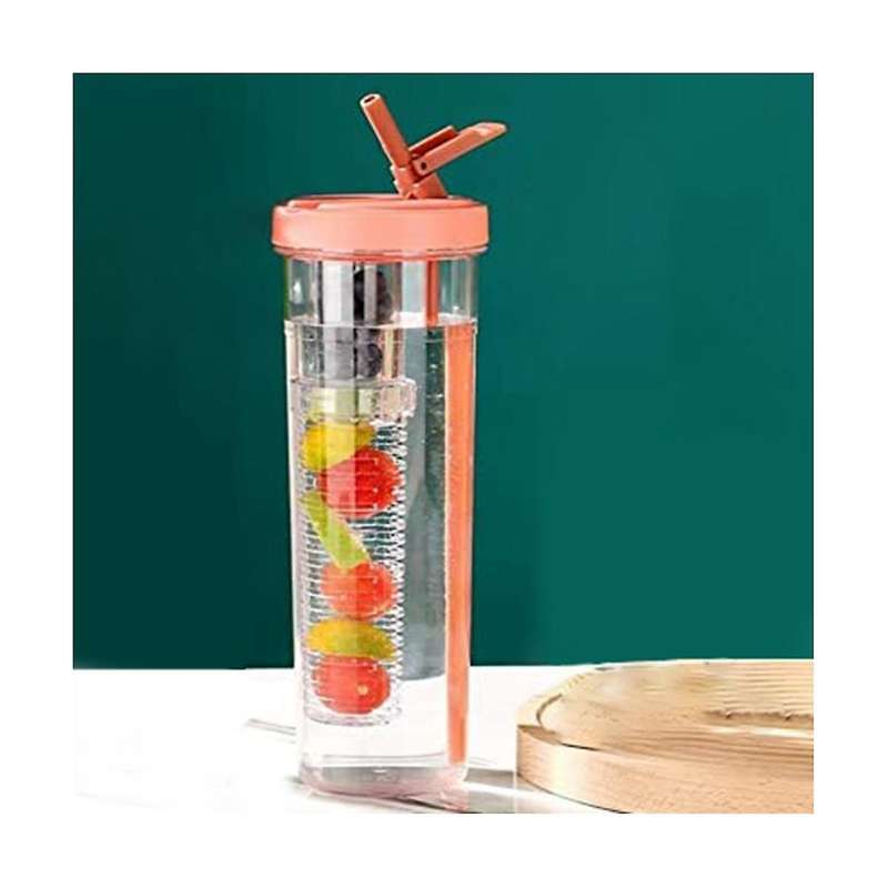 Foldable Straw Water Cup,fruit Infuser Water Cup with Straw , Reusable Water Bottles, Modern Water