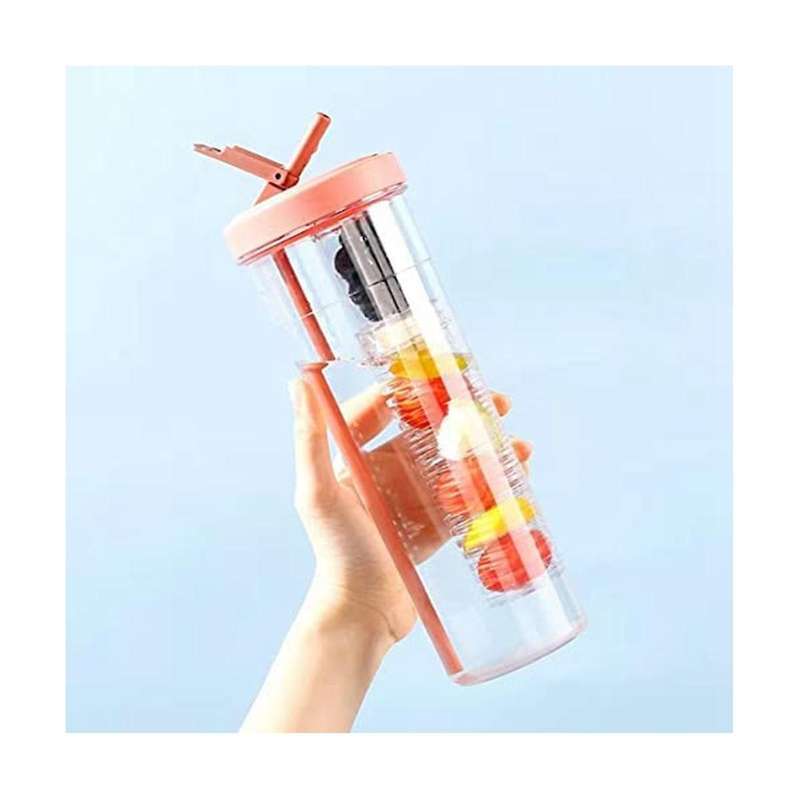Foldable Straw Water Cup,fruit Infuser Water Cup with Straw , Reusable Water Bottles, Modern Water