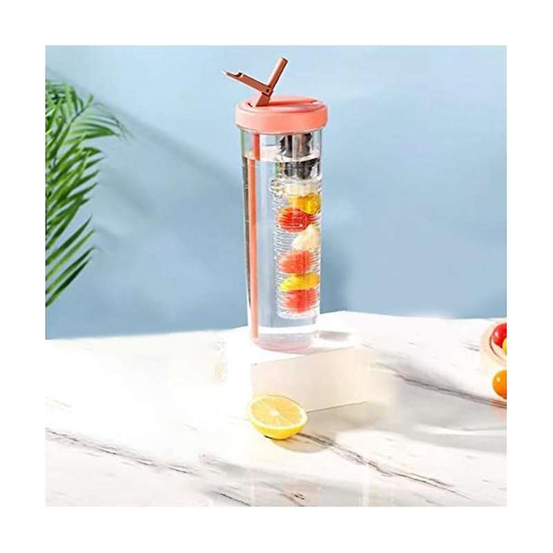 Foldable Straw Water Cup,fruit Infuser Water Cup with Straw , Reusable Water Bottles, Modern Water