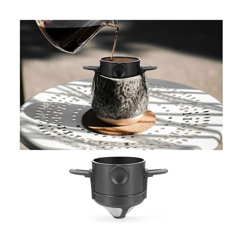 Folding Coffee Filter 304 Stainless Steel Double-layer Coffee Funnel Telescopic Drip-free Filter Pa