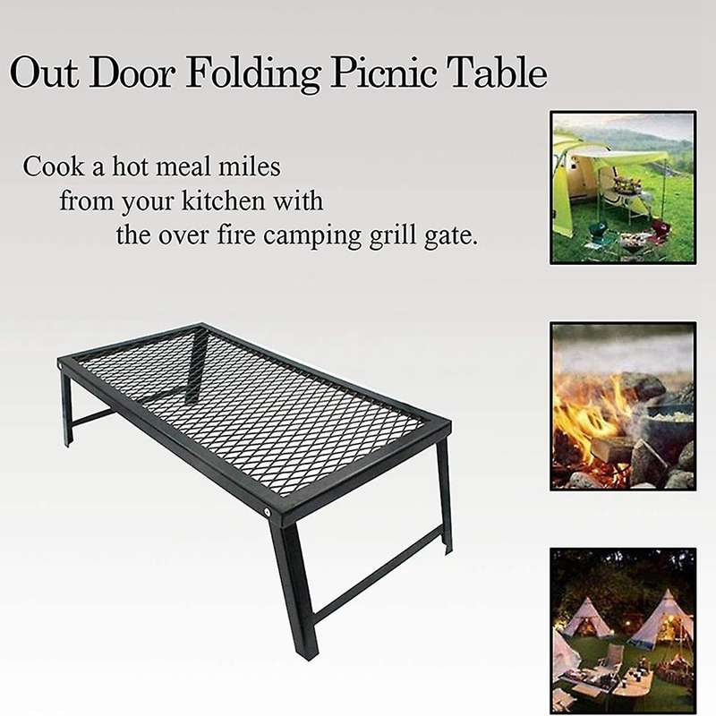 Folding Camping Grills Iron Grate for Outdoor Table Backpacking Hiking Traveling Picnic BBQ(21.6 Inc