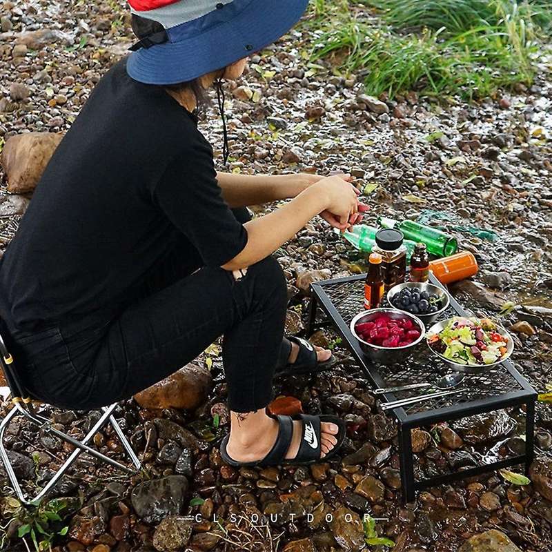 Folding Camping Grills Iron Grate for Outdoor Table Backpacking Hiking Traveling Picnic BBQ(21.6 Inc