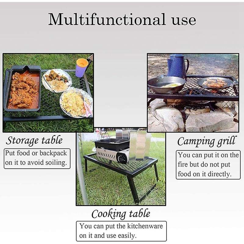 Folding Camping Grills Iron Grate for Outdoor Table Backpacking Hiking Traveling Picnic BBQ(21.6 Inc
