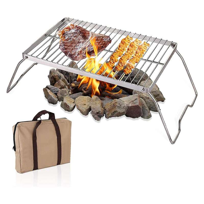 Folding Campfire Grill Heavy Duty Steel Grate with Portable over Fire Camp Grill for Outdoor Cooking