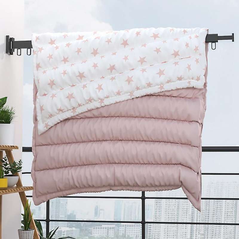 Folding Clothes Hanger Wall Mount Retractable Cloth Drying Rack Aluminum Laundry Clothesline Space