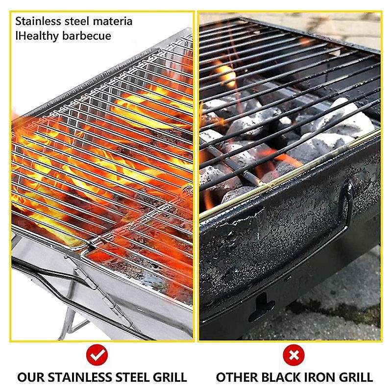 Folding Campfire Grill, 12Inch Premium Stainless, Portable Camping Grill, with Storage Bag, Great fo
